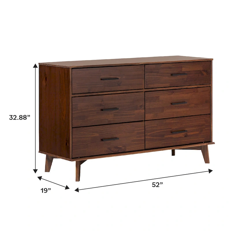 Middlebrook Modern Solid Wood 6-Drawer Dresser with Metal Handles