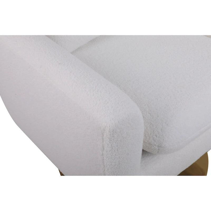 White 29.9 Upholstered 360 Swivel Accent Chair with Iron Base