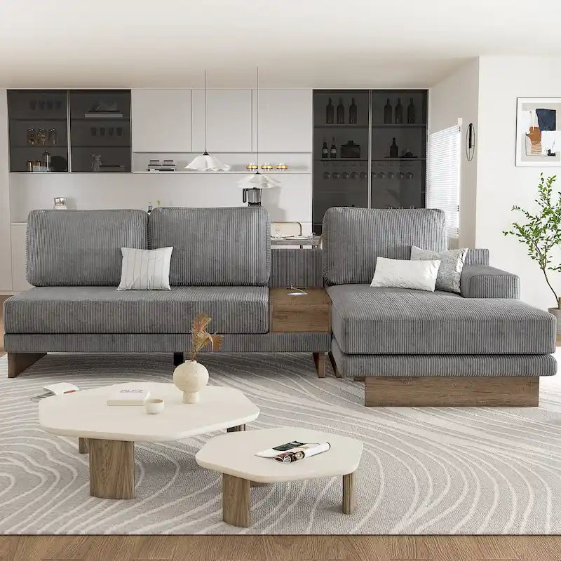 L-shaped Sofa Sectional Sofa with Two USB Ports