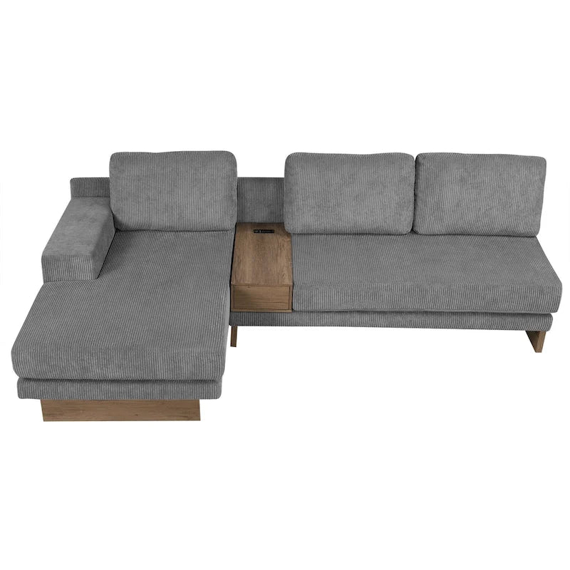 L-shaped Sofa Sectional Sofa with Two USB Ports