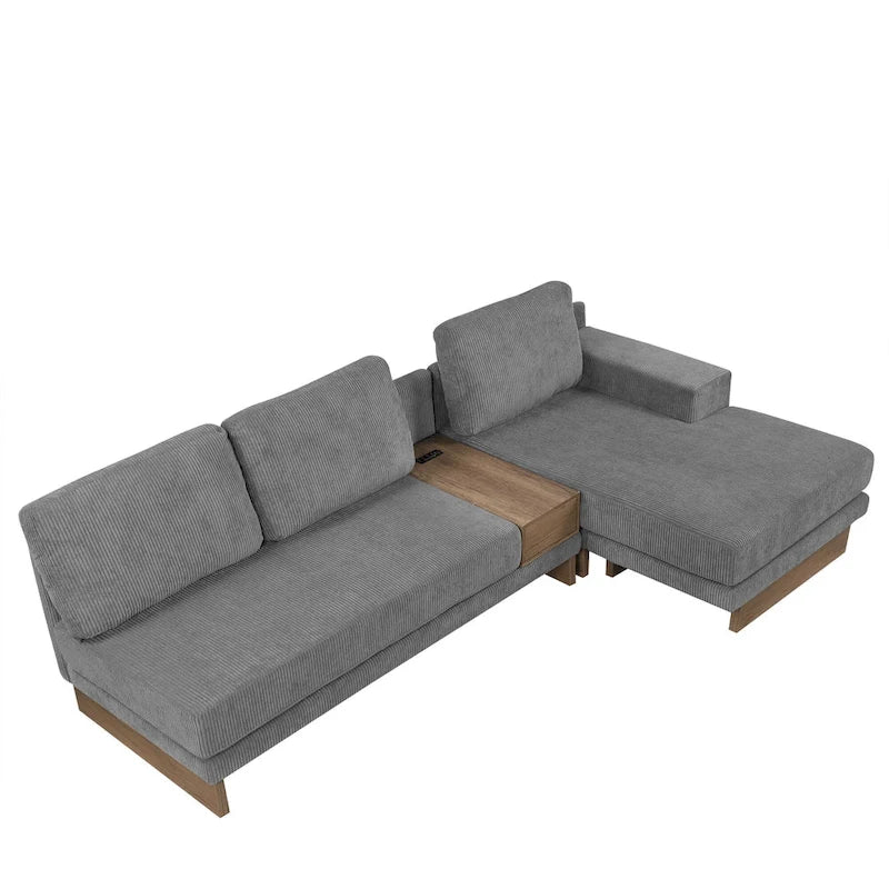 L-shaped Sofa Sectional Sofa with Two USB Ports