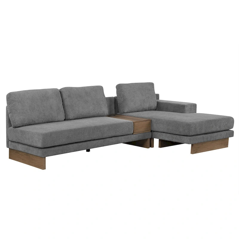L-shaped Sofa Sectional Sofa with Two USB Ports