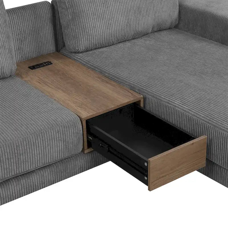 L-shaped Sofa Sectional Sofa with Two USB Ports