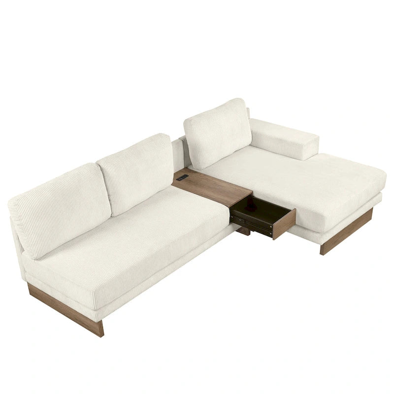 L-shaped Sofa Sectional Sofa with Two USB Ports