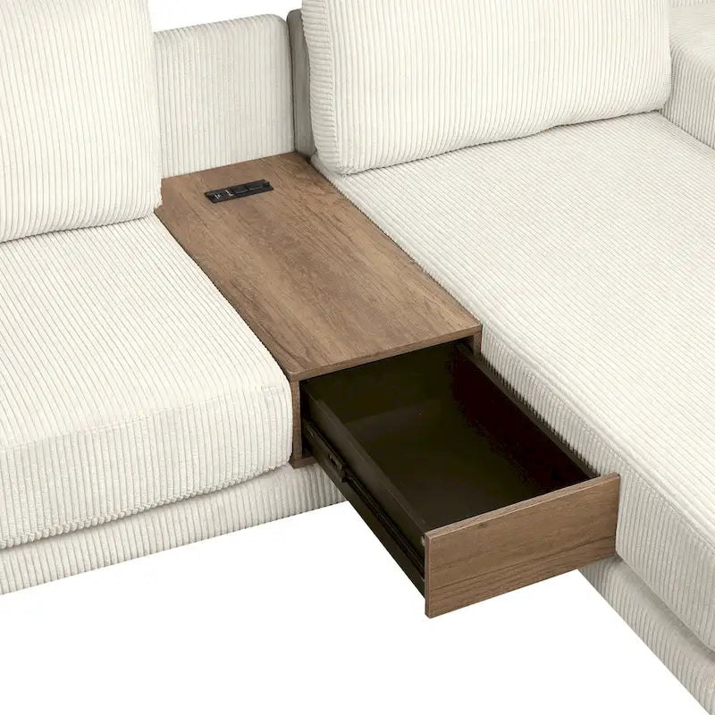 L-shaped Sofa Sectional Sofa with Two USB Ports