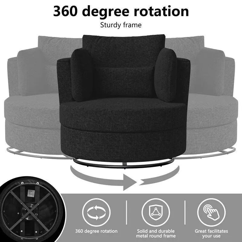 Chenille Swivel 34.7 Wide Soft Modern Upholstered Accent Chair