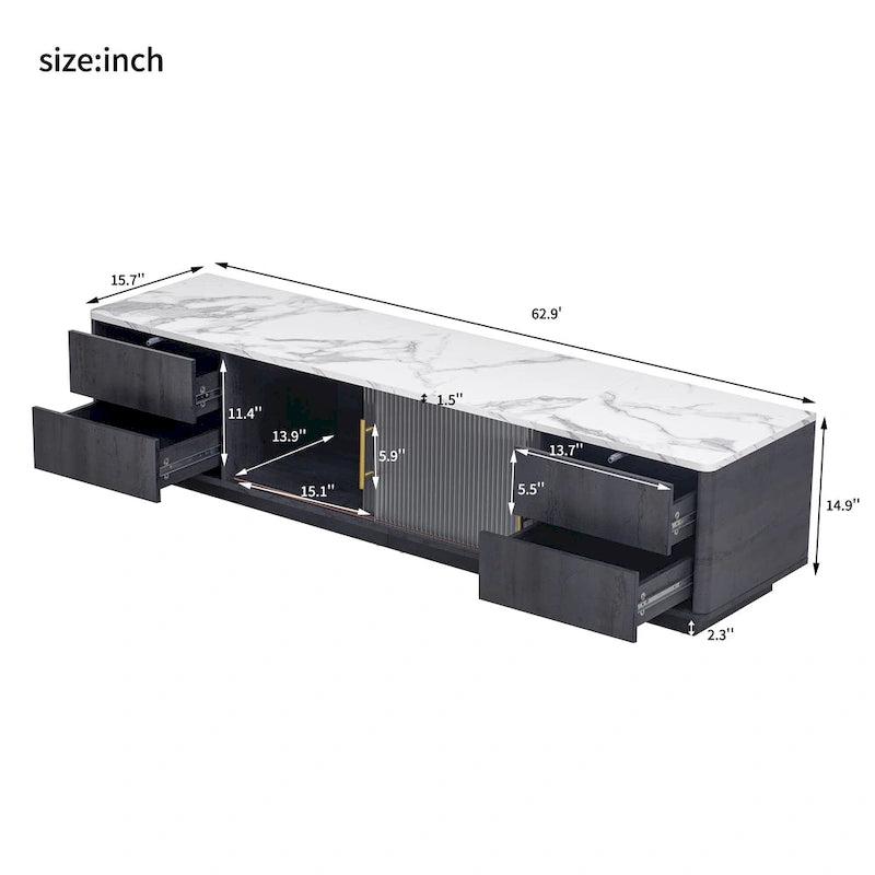 Modern TV Stand for 70 TV with 4 Drawers, Media Console Table, Entertainment Center with Large Storage Cabinet