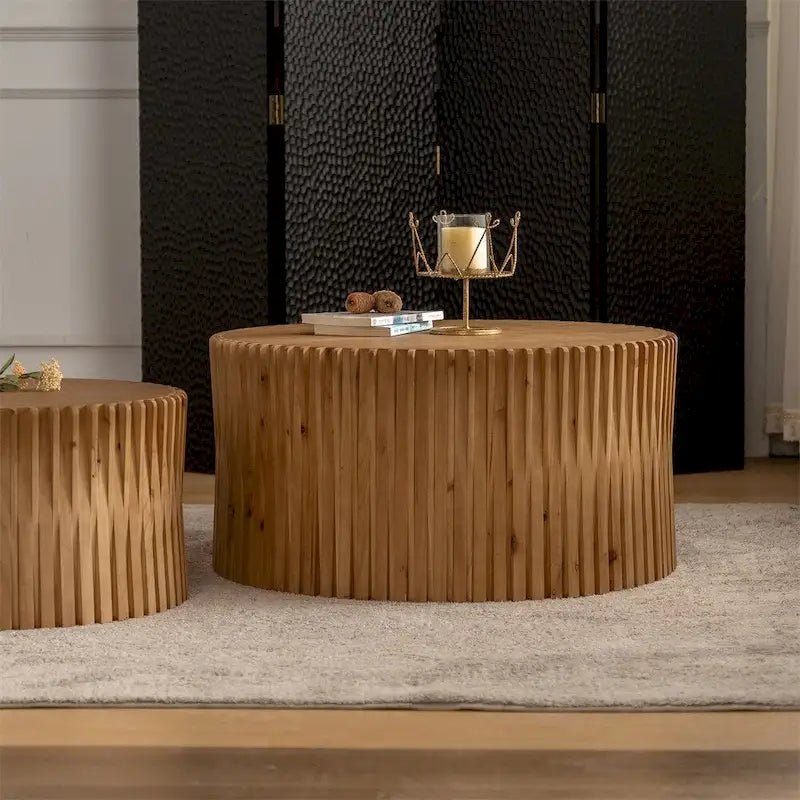 Cylindrical Nesting Coffee Table Set for Living Room (Set of 2)