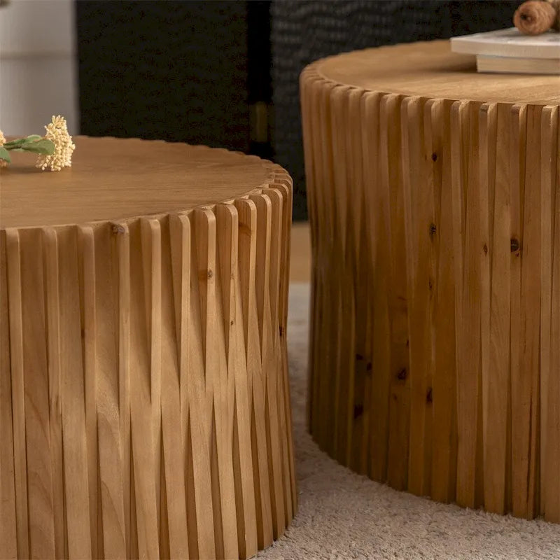 Cylindrical Nesting Coffee Table Set for Living Room (Set of 2)