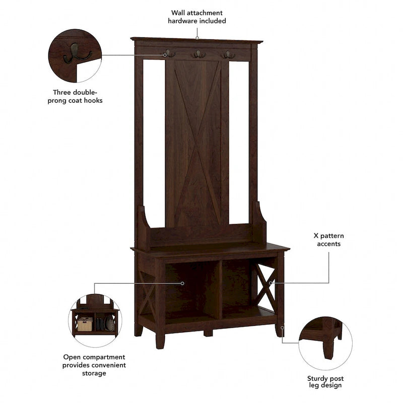 Key West Hall Tree with Shoe Storage Bench by Bush Furniture