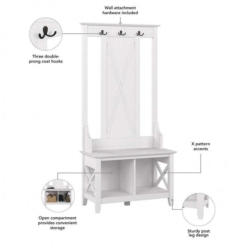 Key West Hall Tree with Shoe Storage Bench by Bush Furniture