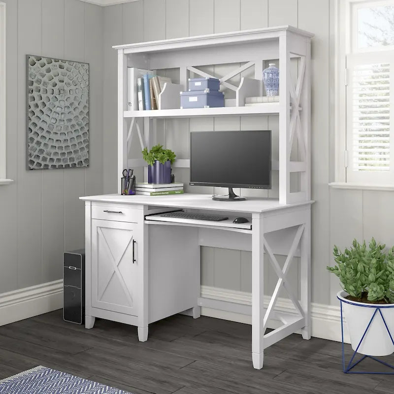Key West 48W Small Computer Desk with Hutch by Bush Furniture