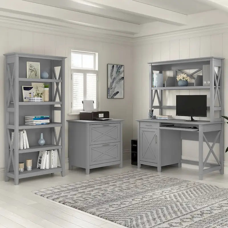 Key West 48W Small Computer Desk with Hutch by Bush Furniture