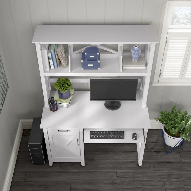 Key West 48W Small Computer Desk with Hutch by Bush Furniture