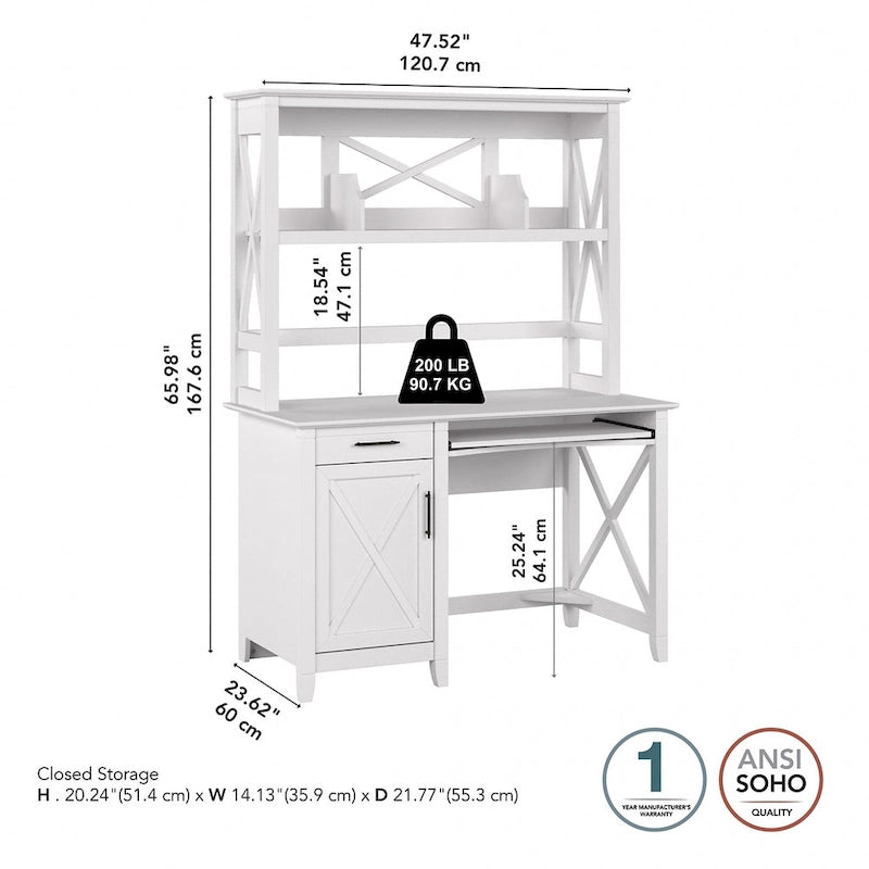 Key West 48W Small Computer Desk with Hutch by Bush Furniture
