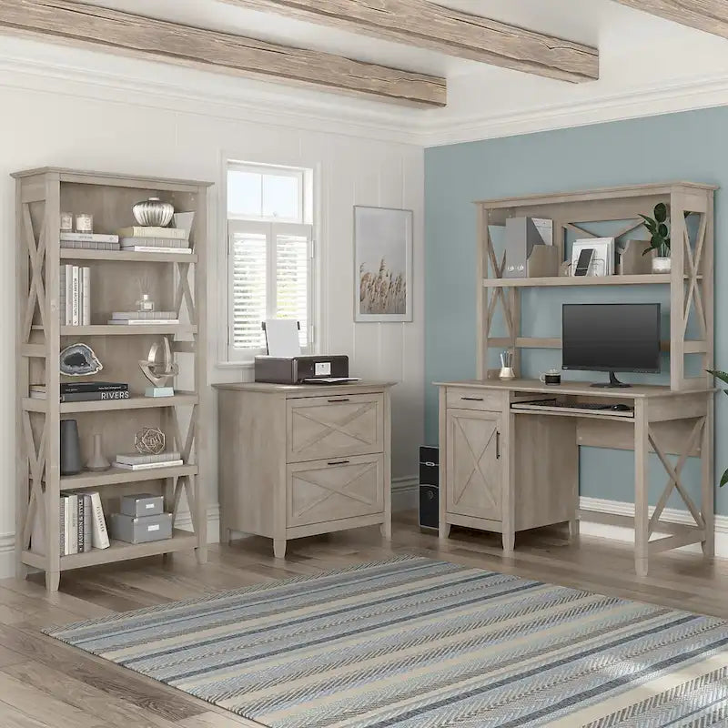 Key West 48W Small Computer Desk with Hutch by Bush Furniture