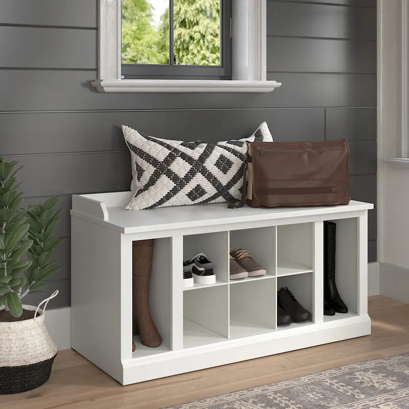 Woodland 40W Shoe Storage Bench with Shelves by Bush Furniture