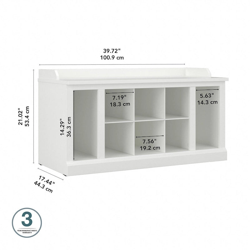 Woodland 40W Shoe Storage Bench with Shelves by Bush Furniture