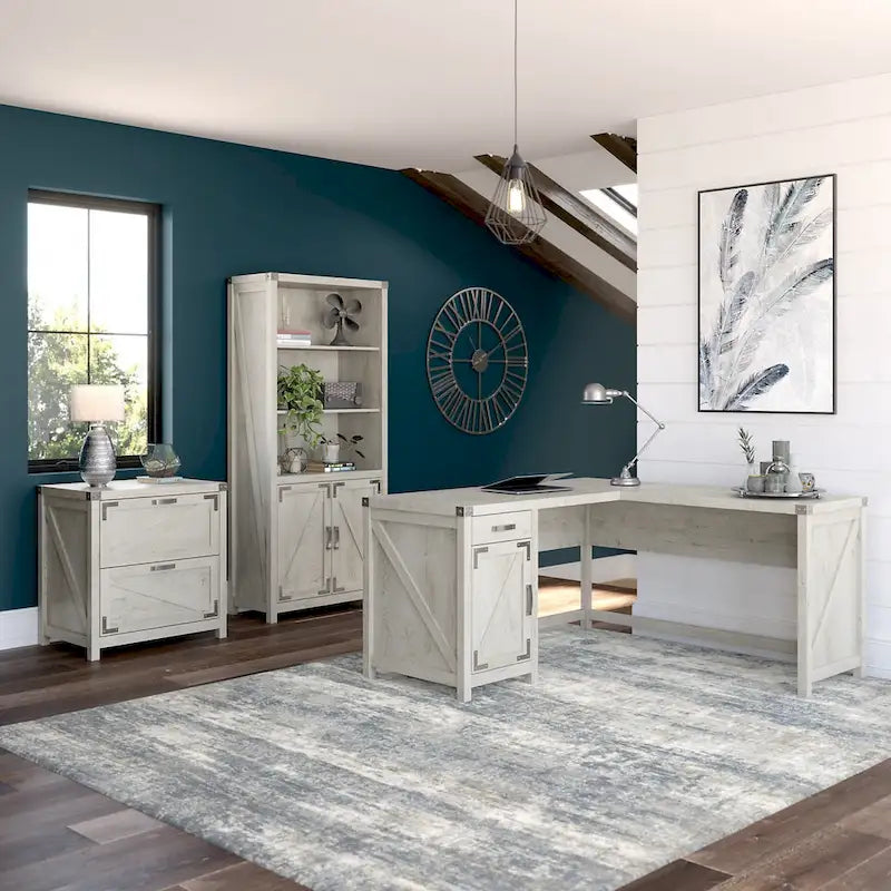 Knoxville 60W L-Desk with File Cabinet and Bookcase by Bush Furniture