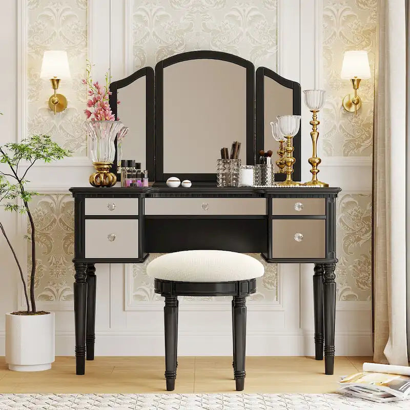Laro Wood Vanity Set with Mirror by GDFStudio