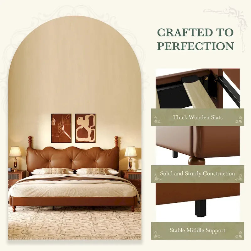 Calka Luxury Upholstered PU Leather Bed by Christopher Knight Home