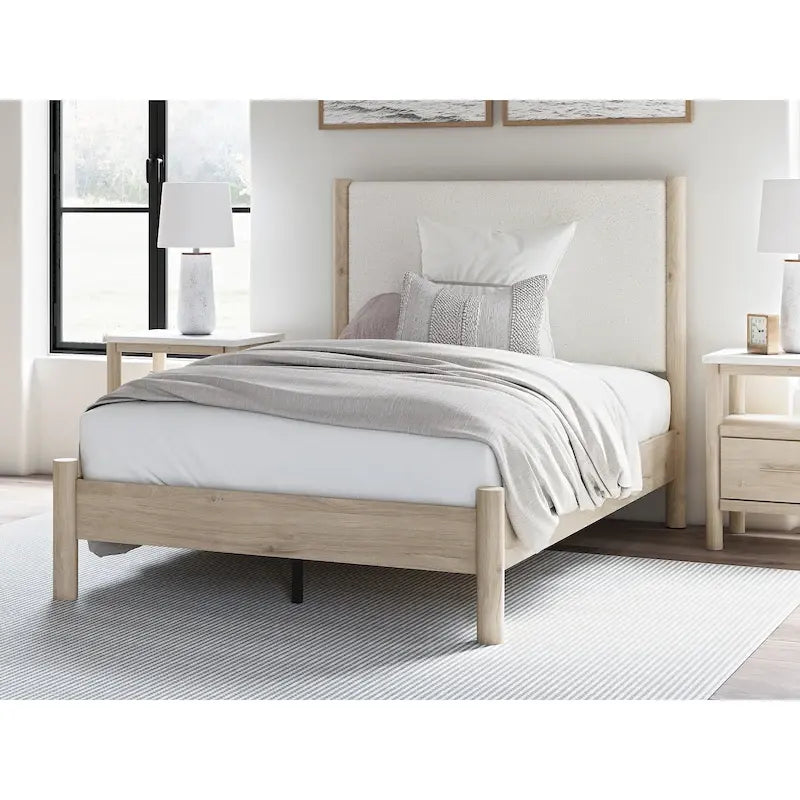 Signature Design by Ashley Cadmori Upholstered Panel Platform Bed