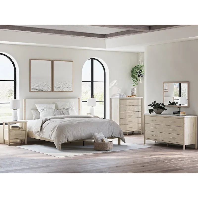 Signature Design by Ashley Cadmori Upholstered Panel Platform Bed