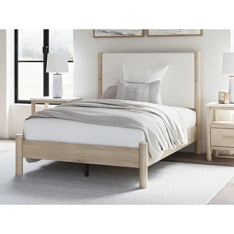 Signature Design by Ashley Cadmori Upholstered Panel Platform Bed