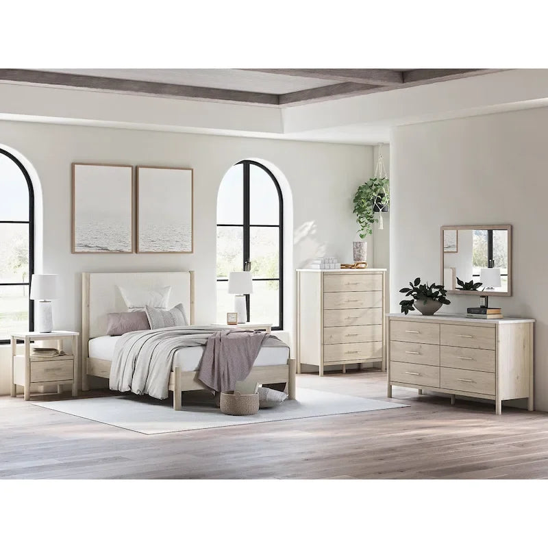 Signature Design by Ashley Cadmori Upholstered Panel Platform Bed