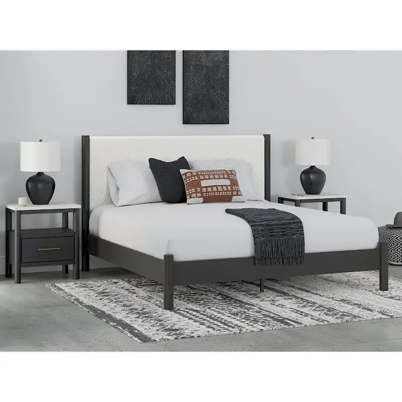 Signature Design by Ashley Cadmori Upholstered Panel Platform Bed