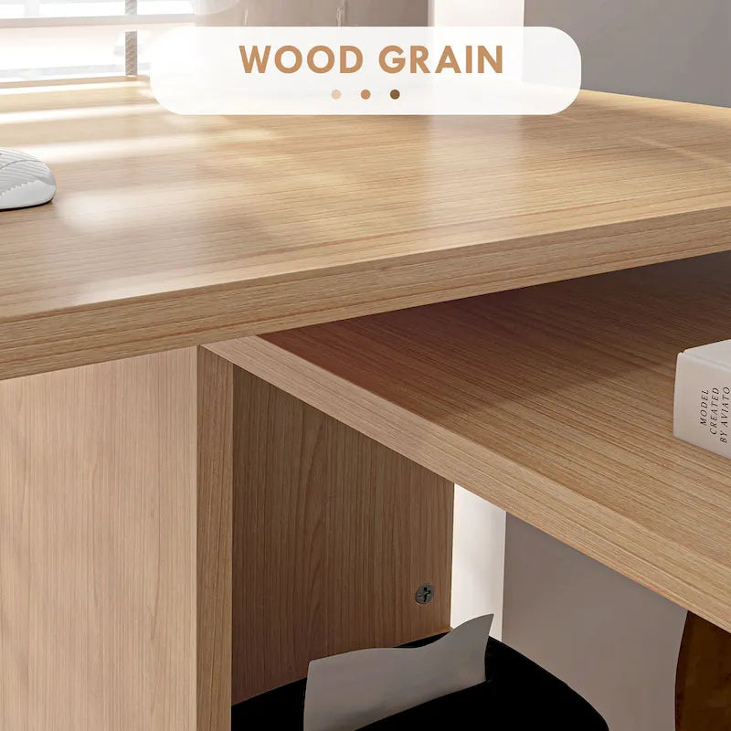 Modern L Shaped Computer Office Desk with Adjustable Support and Ample Storage Cell for Home Office or Small Spaces