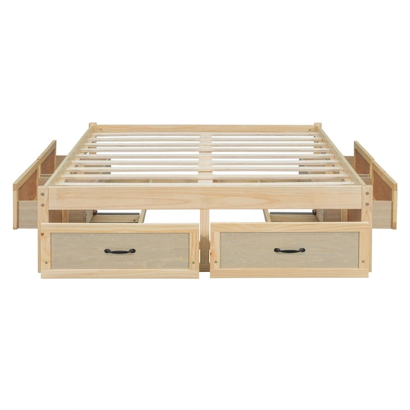 Full Size Platform Bed with 6 Storage Drawers