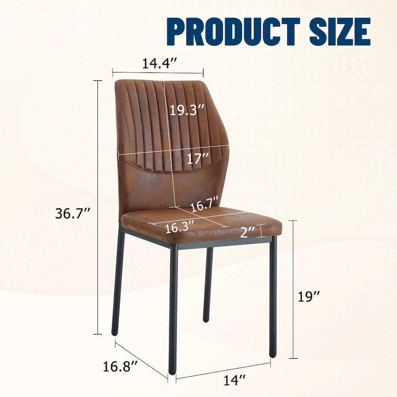 Set of 6 High Resilience Dining Chair with Metal Black Leg