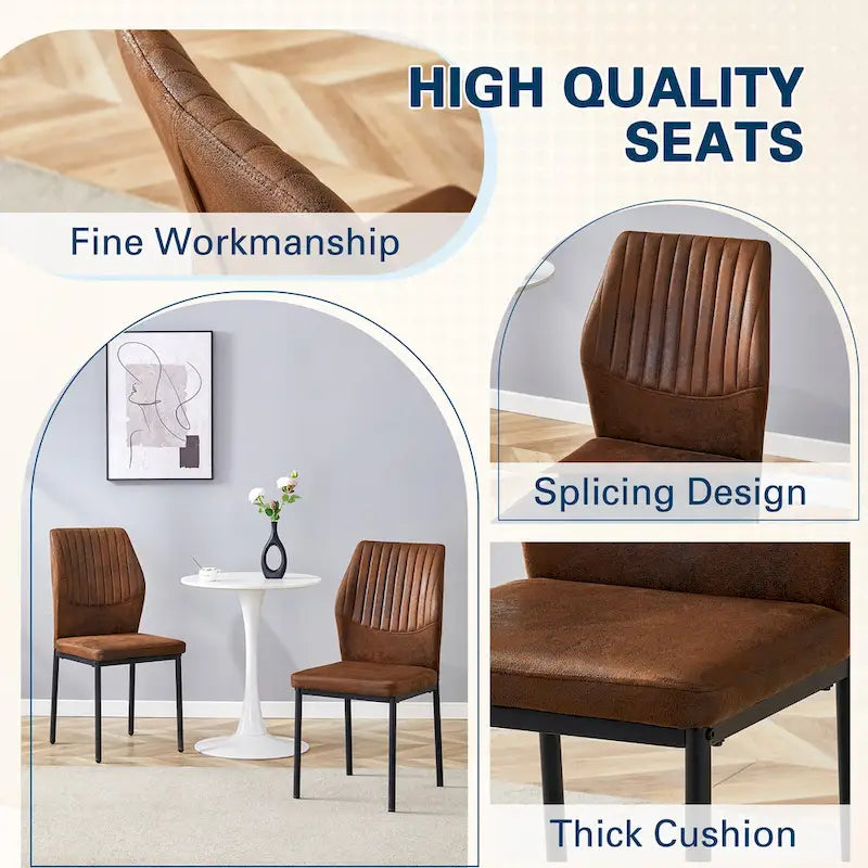 Set of 6 High Resilience Dining Chair with Metal Black Leg