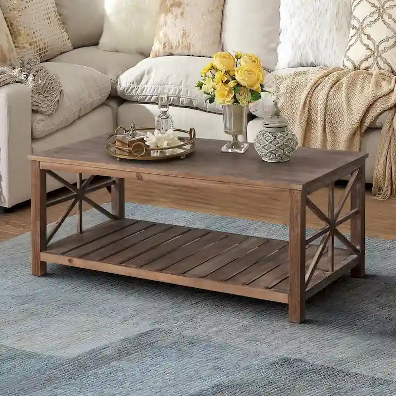 47 Modern Farmhouse Coffee Table with Storage Shelf