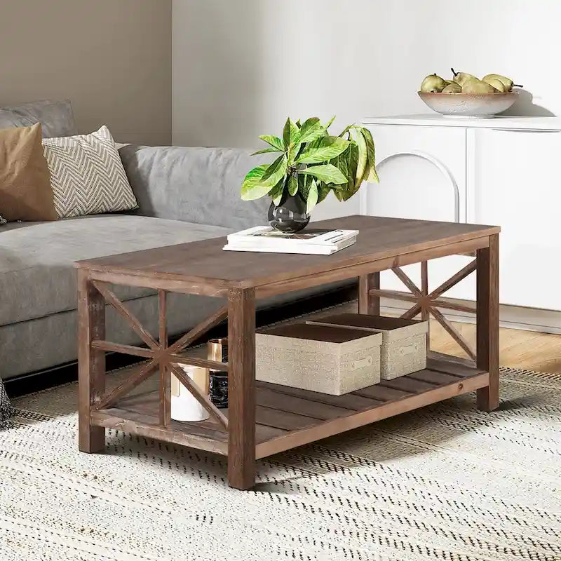 47 Modern Farmhouse Coffee Table with Storage Shelf