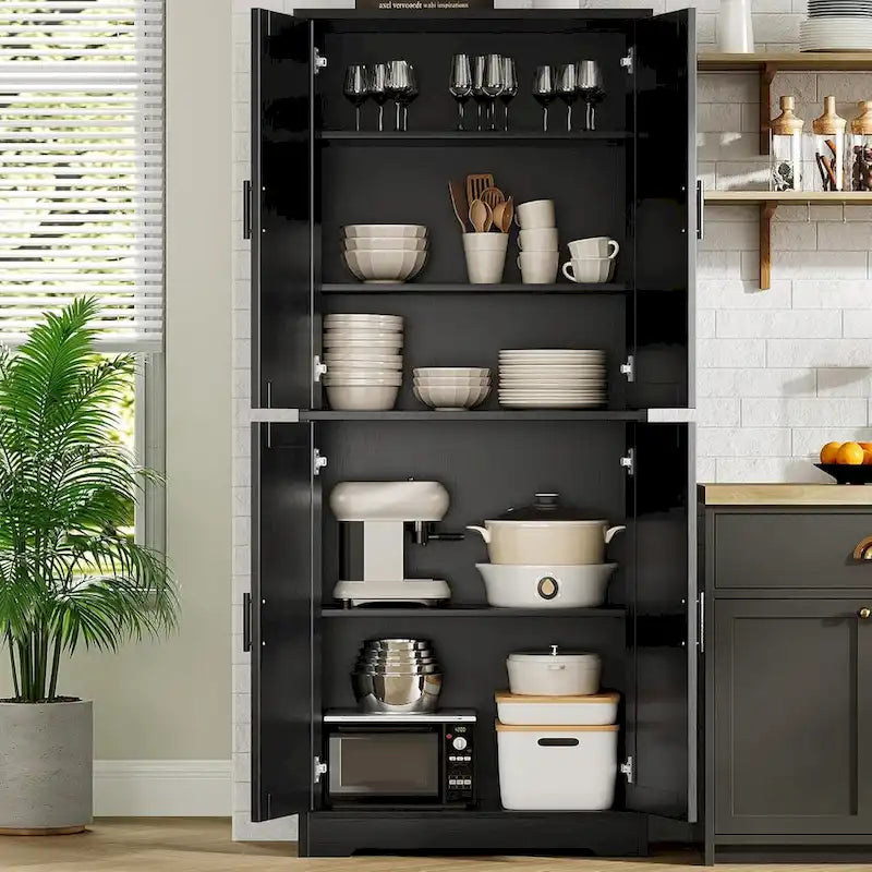 Kitchen Pantry Cabinet, Freestanding Pantry Storage Cabinet with Doors and Shelves