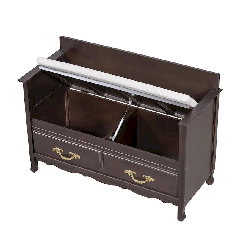 Modern Entryway Storage Bench with Removable Cushion for Living Room