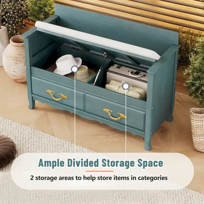 Modern Entryway Storage Bench with Removable Cushion for Living Room