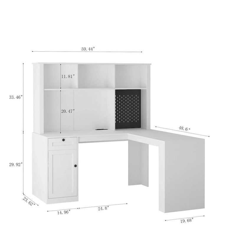 59.44 Computer Desk with Drawers Bookshelf Outlet