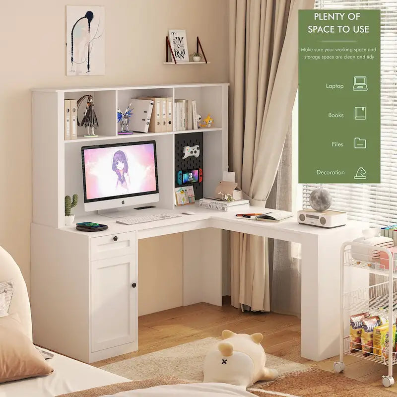 59.44 Computer Desk with Drawers Bookshelf Outlet