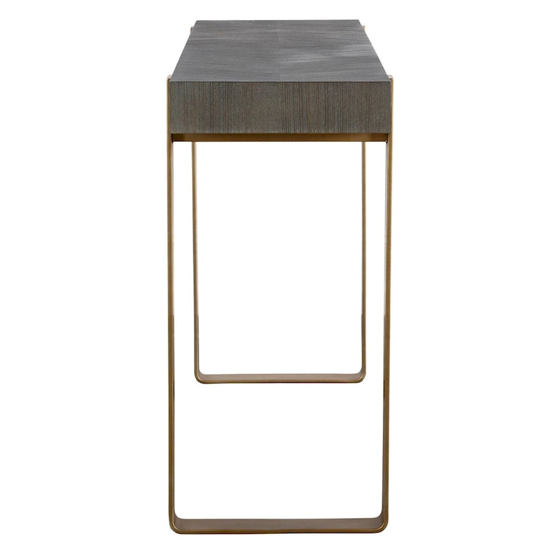 Rectangular Console Table with Strap Legs - 60 - Gray and Gold