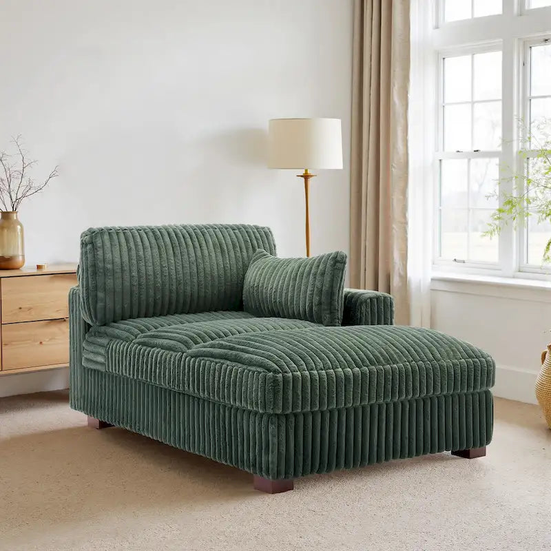 UIXE Upholstered Plush Chaise Lounge Chair For Interior