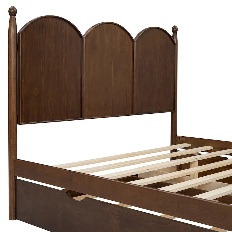 Queen Size Platform Bed with 2 Drawers, Multifunctional Storage Bed Frame with Twin XL Size Trundle