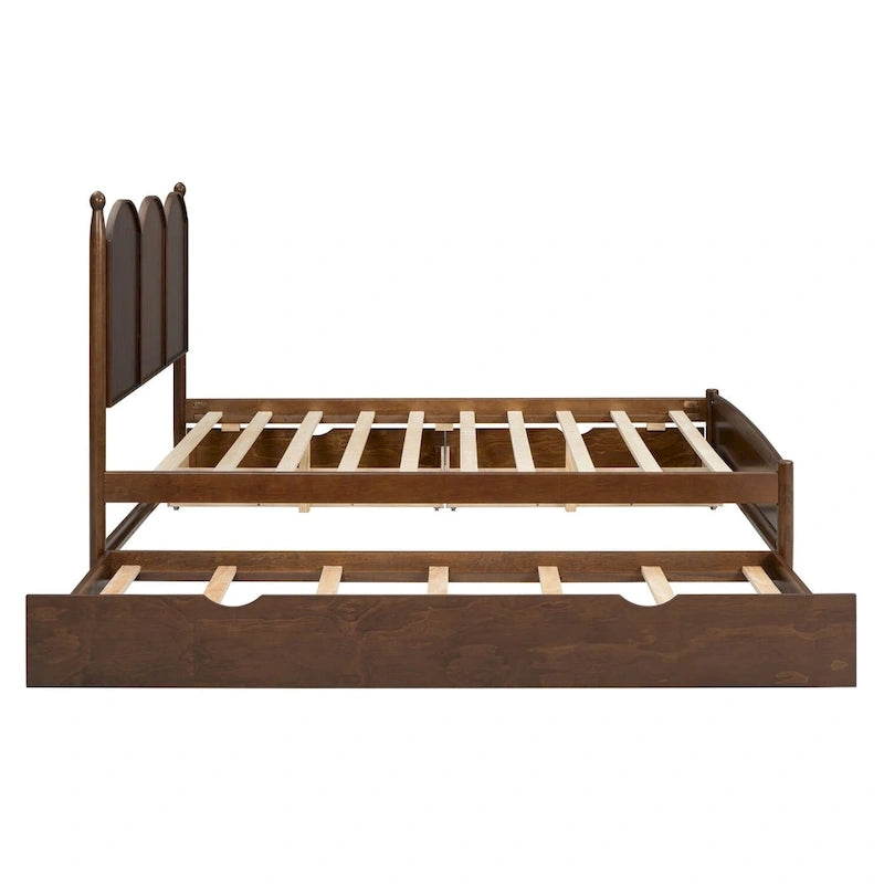 Queen Size Platform Bed with 2 Drawers, Multifunctional Storage Bed Frame with Twin XL Size Trundle