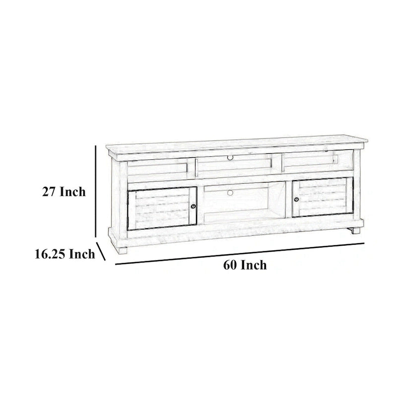 Ayne TV Stand Media Cabinet, 2 Doors and 4 Shelves, Brown Wood 60 Inch
