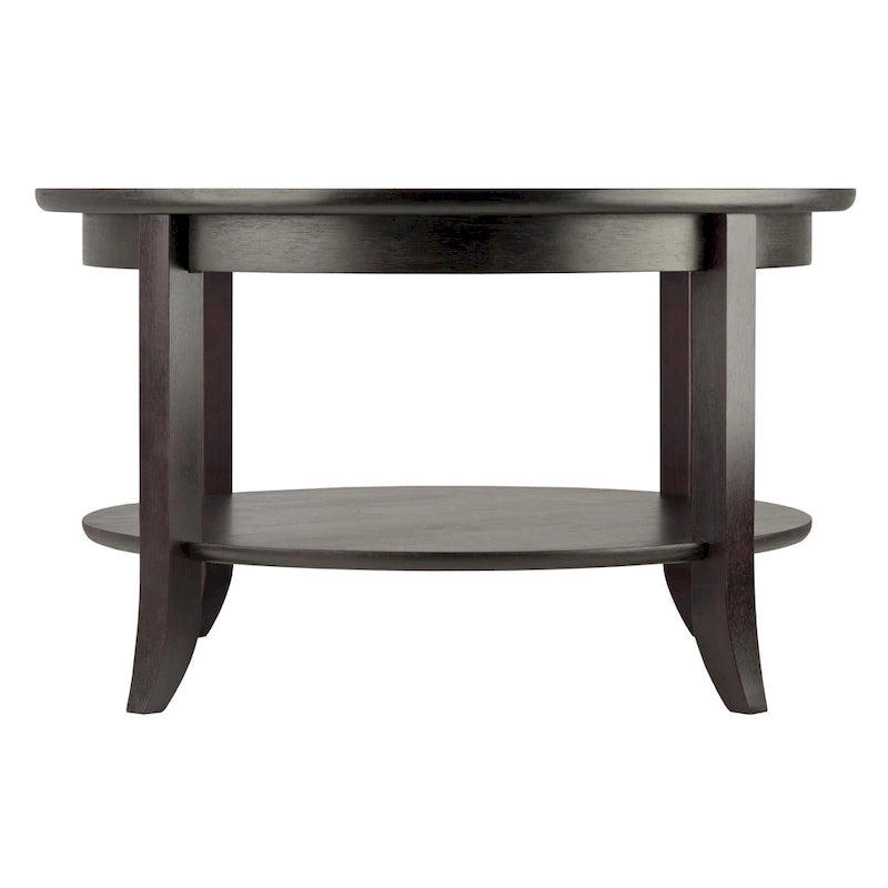 Genoa Round Glass Top Coffee Table - 30 - Dark Espresso