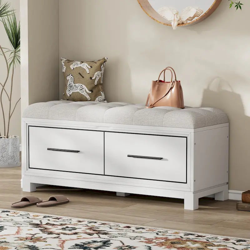 Shoe Bench with Removable Cushion & Hidden Storage