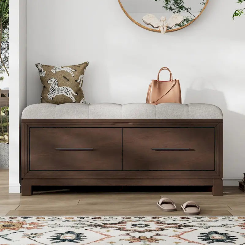 Shoe Bench with Removable Cushion & Hidden Storage