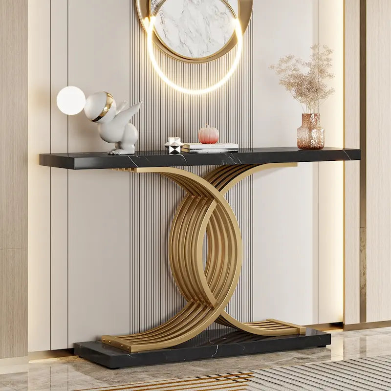 Modern Entryway Table, 39-Inch Console Accent Table, Narrow Wood Sofa Foyer Table